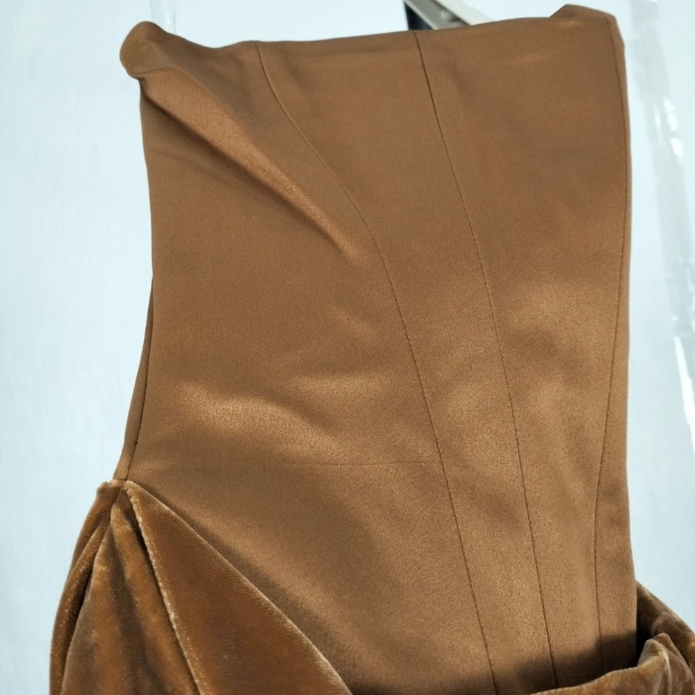 House of CB Strapless Brown Velvet Corset Gown - Picture 11 of 15